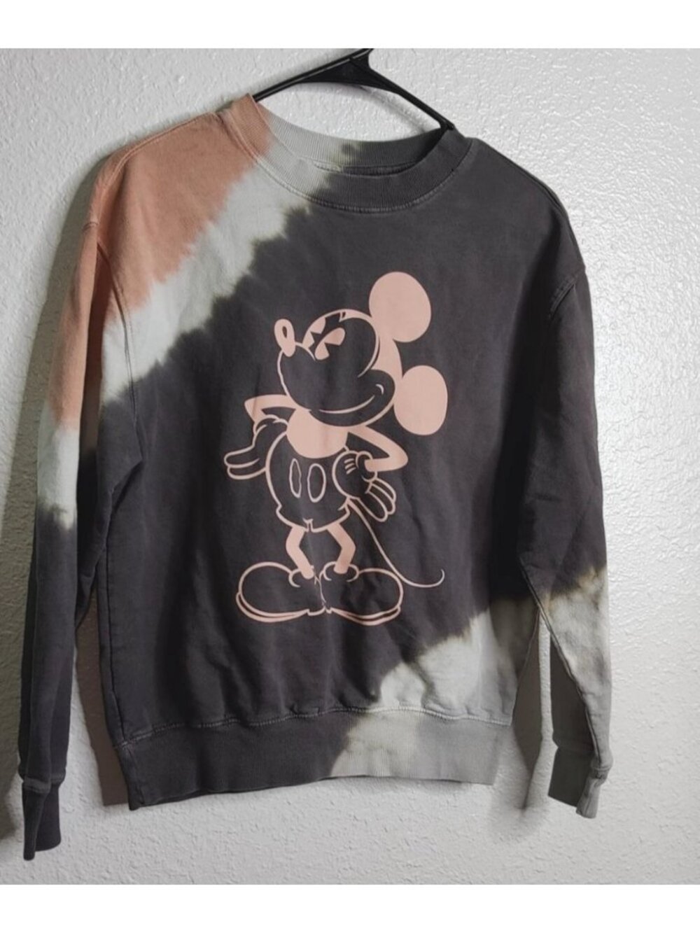 Mickey Mouse Women's Pink, and Gray Tie Dye Crewneck sweatshirt 100% cotton Size